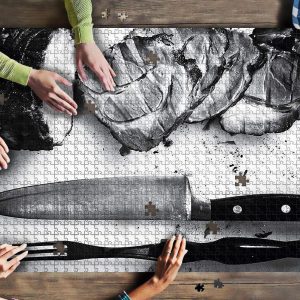 B&W Chef Knife With Meat Jigsaw Puzzle Set