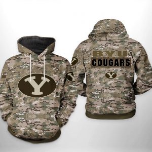 BYU Cougars NCAA Camo Veteran 3D Printed Hoodie/Zipper Hoodie