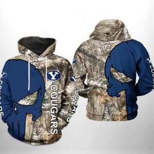 BYU Cougars NCAA Camo Veteran Hunting 3D Printed Hoodie/Zipper Hoodie