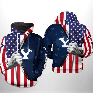 BYU Cougars NCAA US FLag 3D Printed Hoodie/Zipper Hoodie