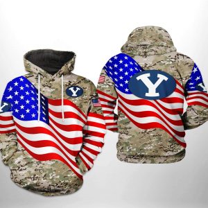 BYU Cougars NCAA US Flag Camo Veteran 3D Printed Hoodie/Zipper Hoodie