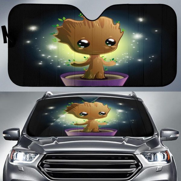 Baby Groot Cute Funny Car Auto Sun Shade