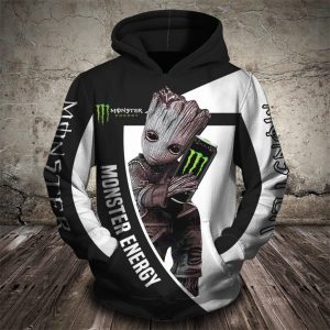 Baby Groot Hug Monster Energy 3D Printed Hoodie/Zipper Hoodie