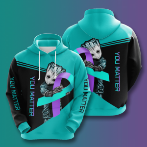 Baby Groot You Matter Breast Cancer 3D Printed Hoodie/Zipper Hoodie