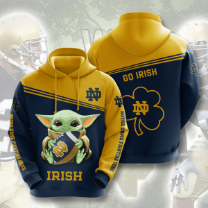 Baby Yoda Notre Dame Fighting Irish 3D Printed Hoodie/Zipper Hoodie