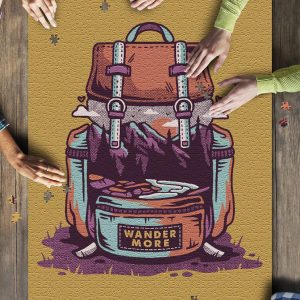 Backpack Wander More Yellow Jigsaw Puzzle Set