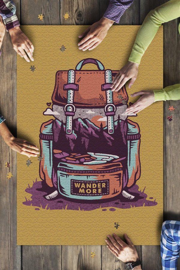 Backpack Wander More Yellow Jigsaw Puzzle Set