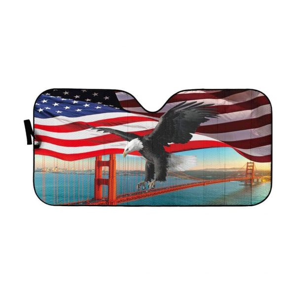 Bald Eagle Golden Gate Car Auto Sun Shade