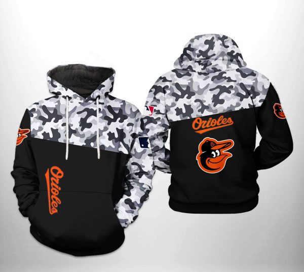 Baltimore Orioles MLB Camo Veteran 3D Printed Hoodie/Zipper Hoodie