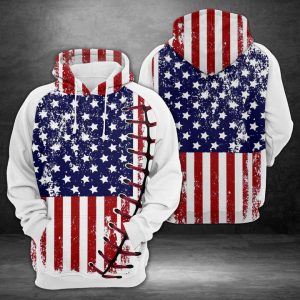 Baseball Usa Flag 3D Printed Hoodie/Zipper Hoodie