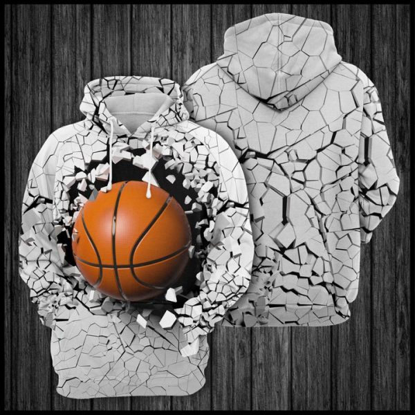 Basketball Breaking Through Wall 3D Printed Hoodie/Zipper Hoodie