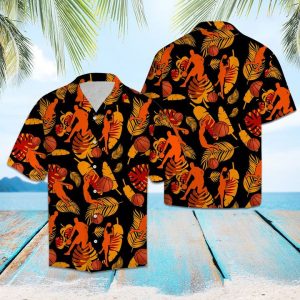 Basketball Orange Hawaiian Shirt Summer Button Up