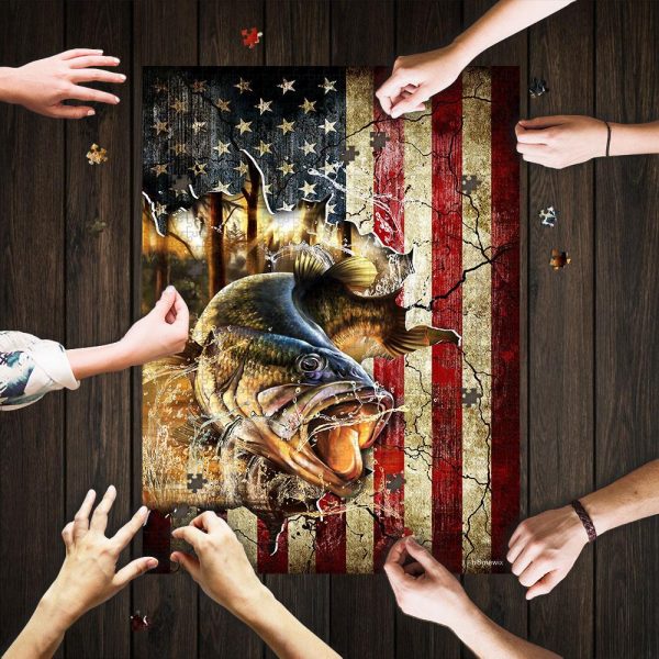 Bass Fishing American Us Jigsaw Puzzle Set