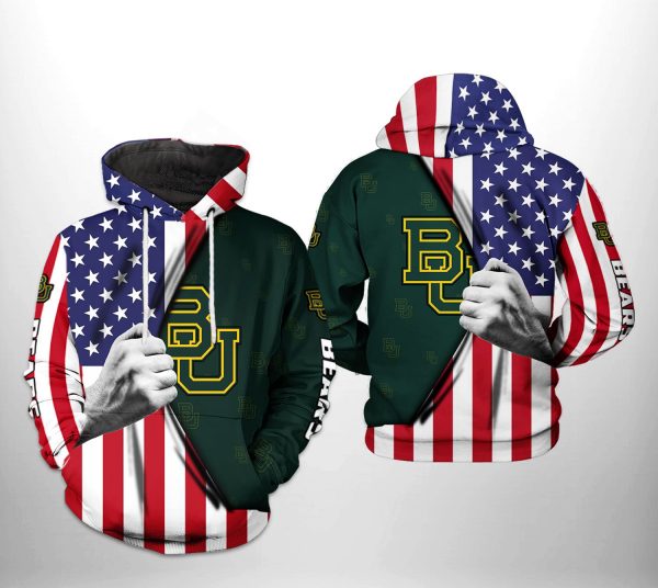 Baylor Bears NCAA US FLag 3D Printed Hoodie/Zipper Hoodie