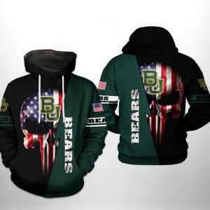 Baylor Bears NCAA US Flag Skull 3D Printed Hoodie/Zipper Hoodie