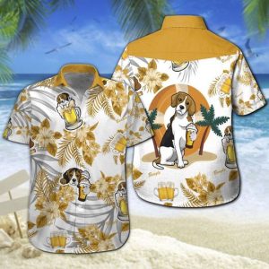 Beagle Beer Hawaiian Shirt Summer Button Up