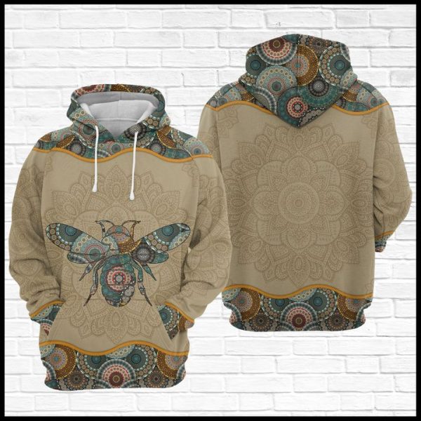 Bee Mandala 3D Printed Hoodie/Zipper Hoodie