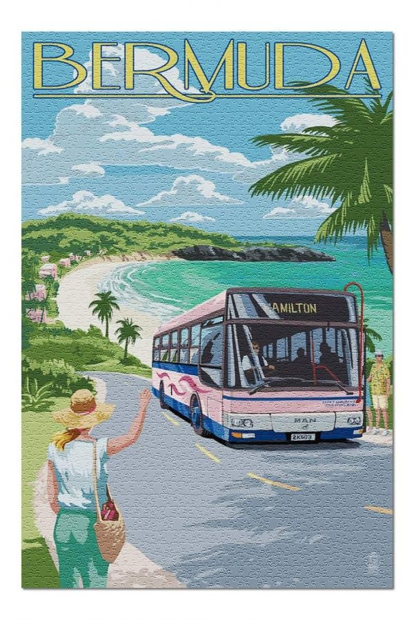 Bermuda Pink Bus Jigsaw Puzzle Set