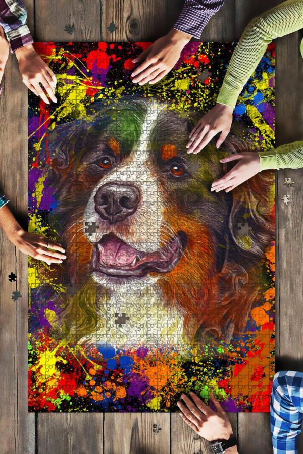 Bernese Mountain Dog Colorful Jigsaw Puzzle Set