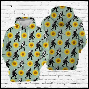 Bigfoot And Sunflower 3D Printed Hoodie/Zipper Hoodie