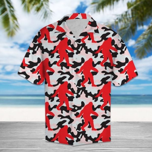 Bigfoot Camo Hawaiian Shirt Summer Button Up