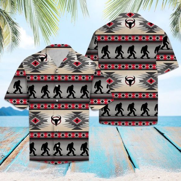 Bigfoot Native Pattern Hawaiian Shirt Summer Button Up