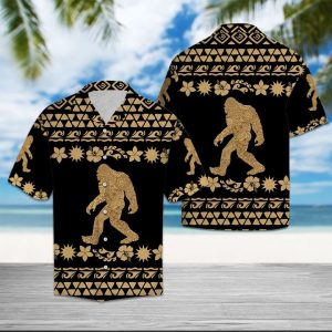 Bigfoot Tribal Pattern Hawaiian Shirt Summer Button Up