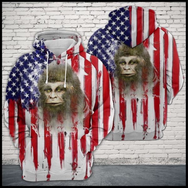 Bigfoot Usa Flag 3D Printed Hoodie/Zipper Hoodie