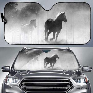 Black And White Equine Car Auto Sun Shade