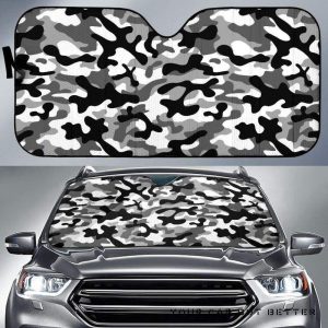 Black White Camo Camouflage Pattern Car Auto Sun Shade