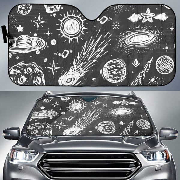 Black White Galaxy Outer Car Auto Sun Shade