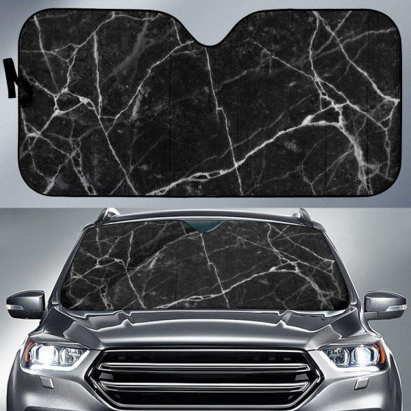 Black White Grunge Marble Car Auto Sun Shade