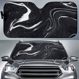 Black White Liquid Marble Car Auto Sun Shade