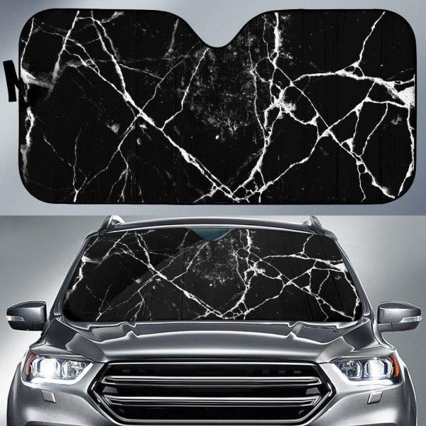 Black White Natural Marble Car Auto Sun Shade