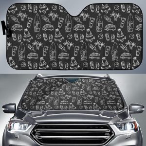 Black White Surfing Car Auto Sun Shade