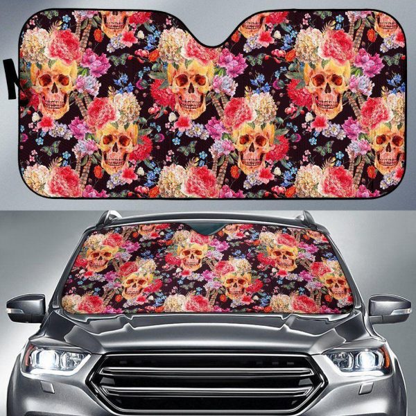 Blossom Peony Skull Car Auto Sun Shade