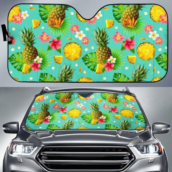 Blue Aloha Pineapple Car Auto Sun Shade