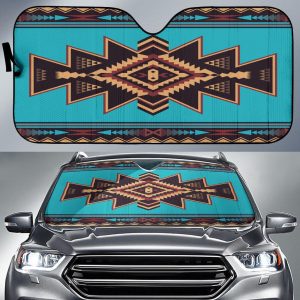 Blue Tribes Pattern Native American Car Auto Sun Shade