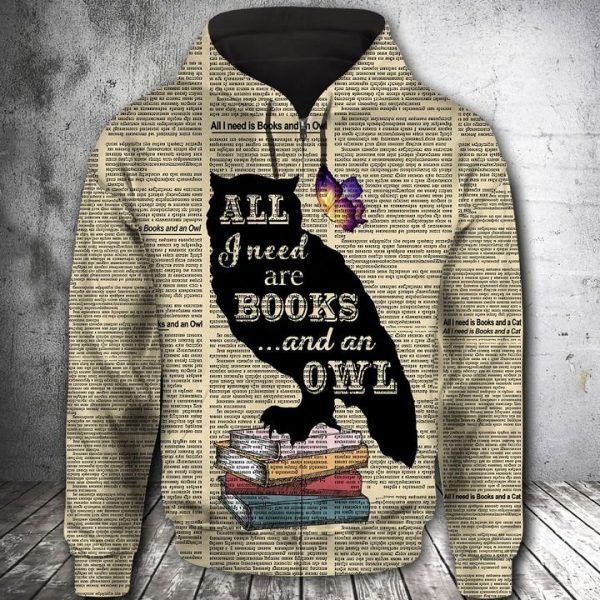 Book And Owl 3D Printed Hoodie/Zipper Hoodie