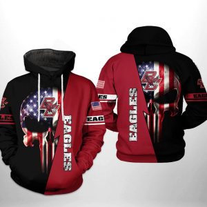 Boston College Eagles NCAA US Flag Skull 3D Printed Hoodie/Zipper Hoodie