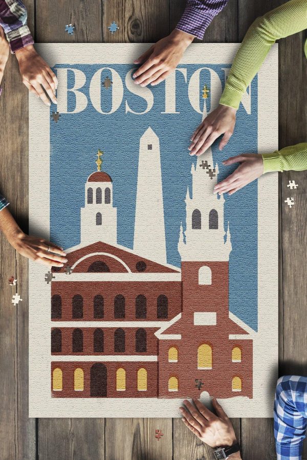 Boston, Massachusetts Landmarks Jigsaw Puzzle Set