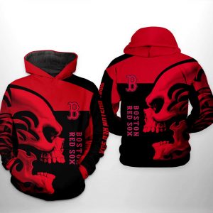 Boston Red Sox MLB Skull 3D Printed Hoodie/Zipper Hoodie