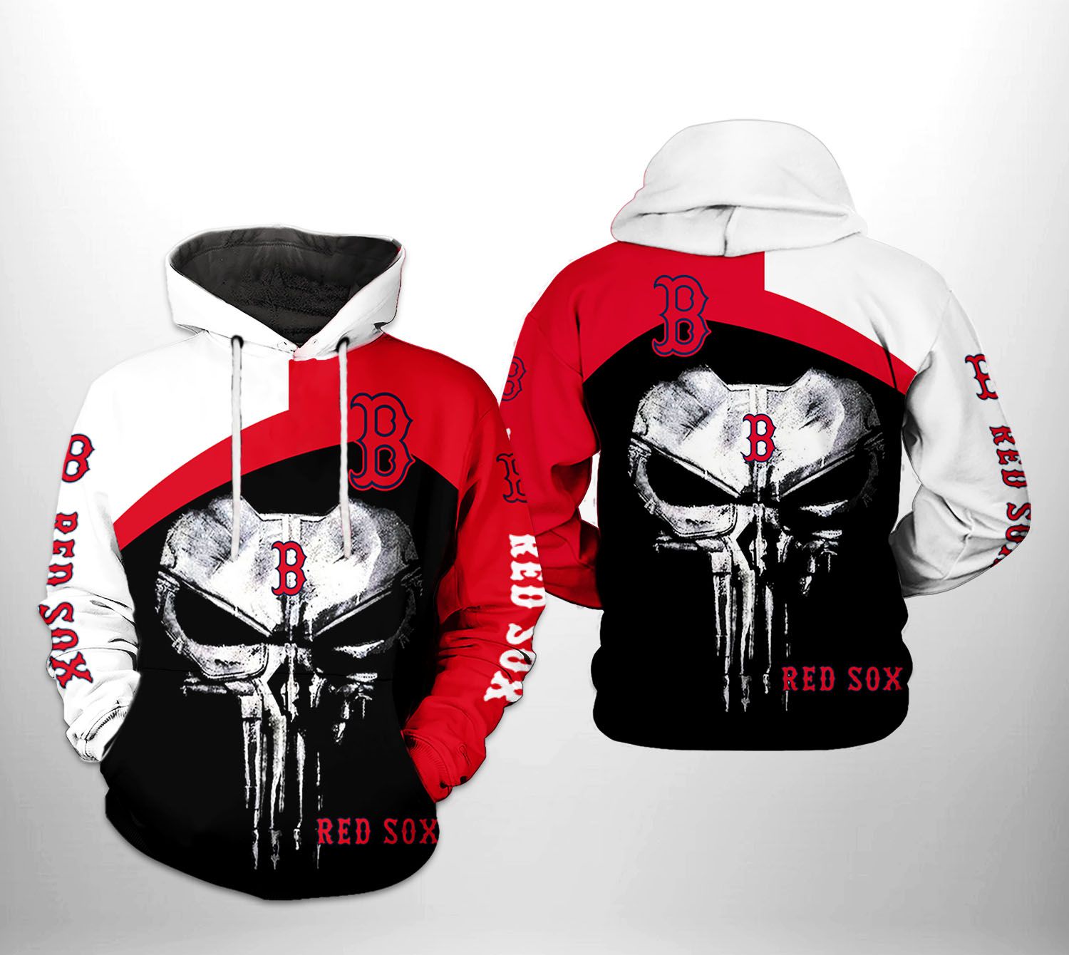 Boston Red Sox MLB Skull Punisher 3D Printed Hoodie/Zipper Hoodie