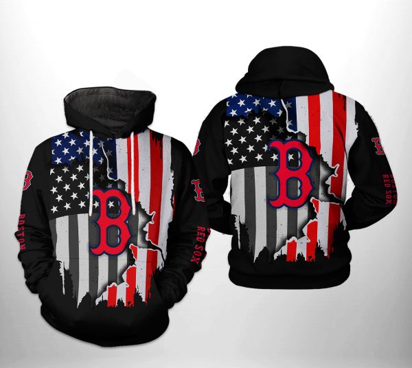 Boston Red Sox MLB US Flag 3D Printed Hoodie/Zipper Hoodie