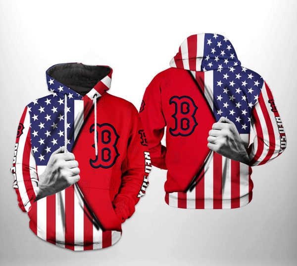 Boston Red Sox MLB US Flag 3D Printed Hoodie/Zipper Hoodie