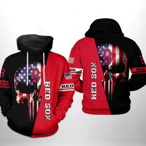 Boston Red Sox MLB US Flag Skull 3D Printed Hoodie/Zipper Hoodie