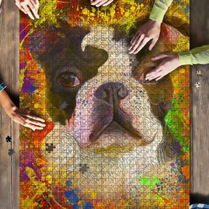 Boston Terrier Dog Colorful S Jigsaw Puzzle Set