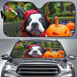 Boston terrier haloweens Car Auto Sun Shade