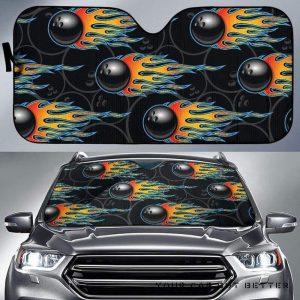 Bowling Balls Flame Pattern Car Auto Sun Shade