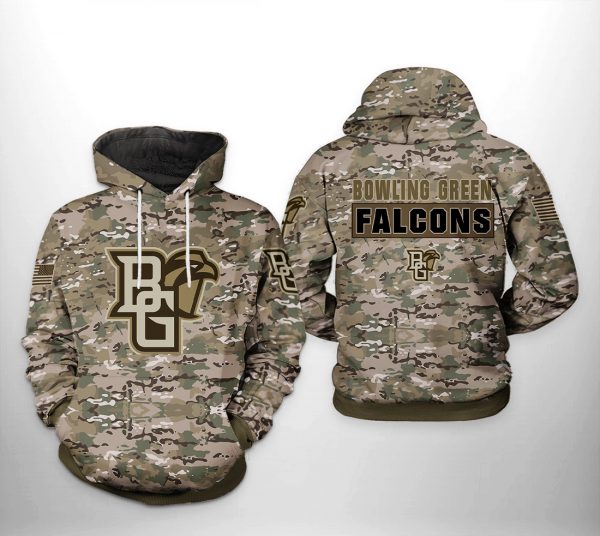 Bowling Green Falcons NCAA Camo Veteran 3D Printed Hoodie/Zipper Hoodie